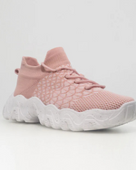 Angled view of OrthoEase Luxe Blush orthopedic sneaker