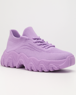 Angled view of Lilac OrthoEase Luxe comfort sneaker
