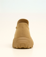 Back heel of beige OrthoEase Luxe Sand sneaker with neutral tone