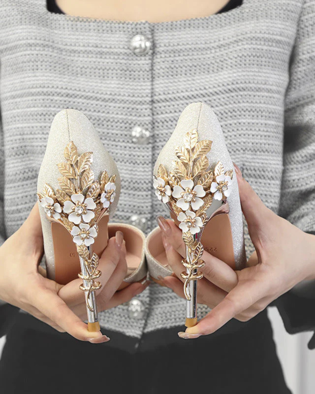 Fleur™ Engraved Metal Heels