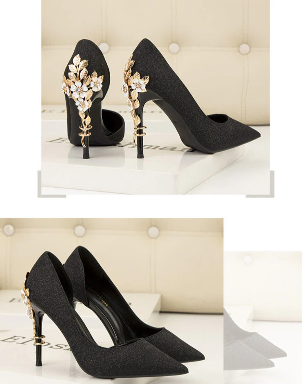 Fleur™ Engraved Metal Heels