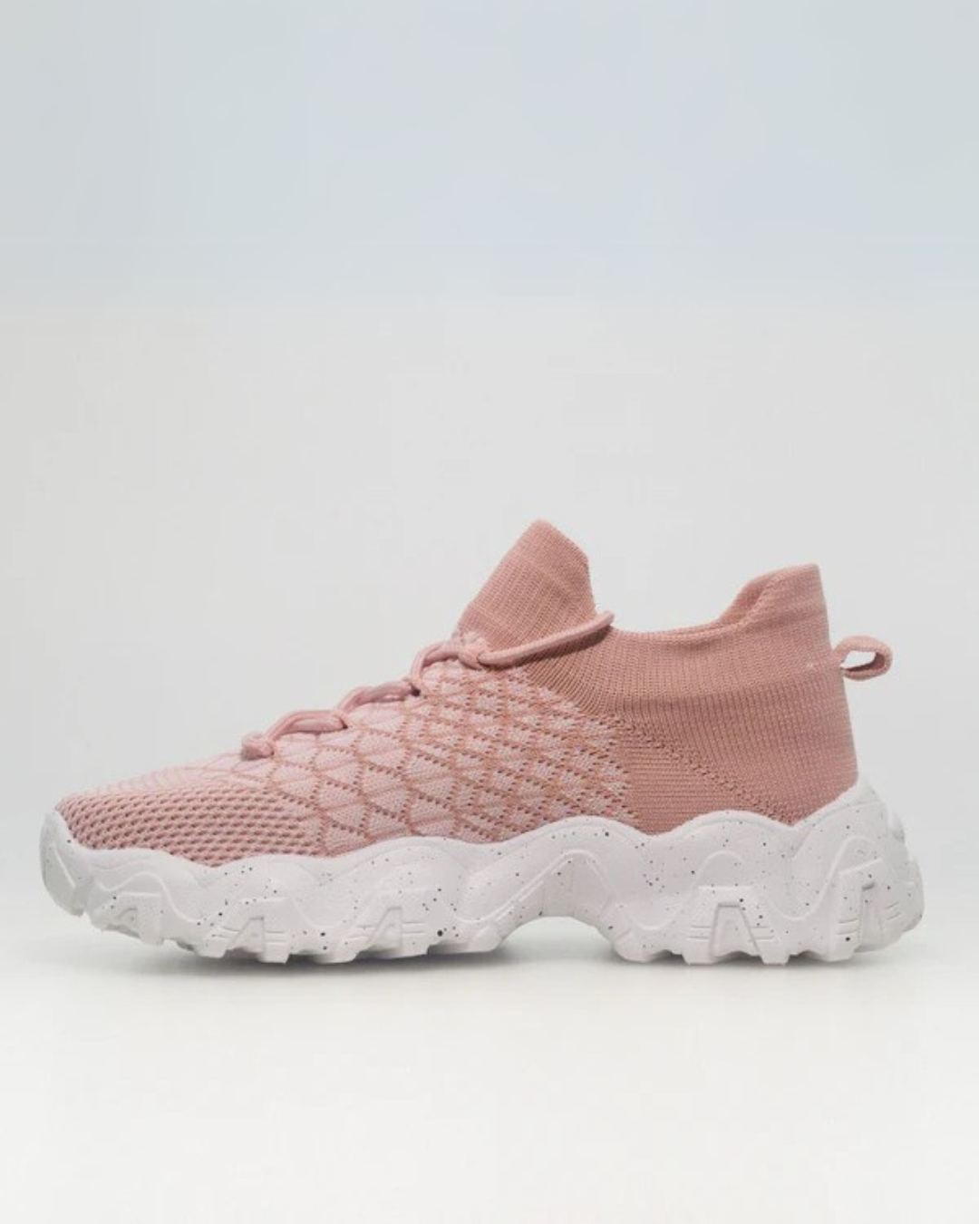 Right side view of OrthoEase Luxe Blush orthopedic shoe in pastel pink