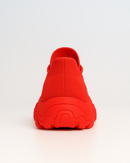 Back heel of OrthoEase Luxe Crimson with padded sole