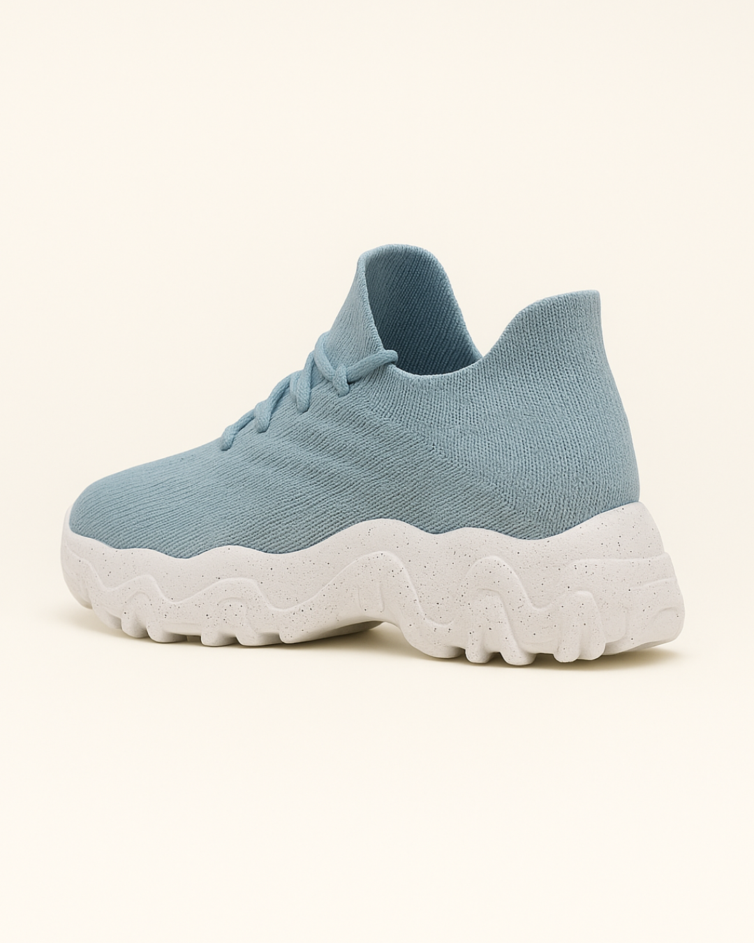 Rear angled view of OrthoEase Luxe Glacier comfort sneaker