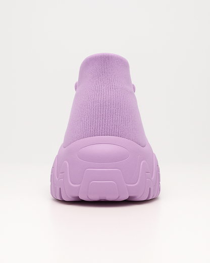 Back heel view of Lilac OrthoEase Luxe sneaker