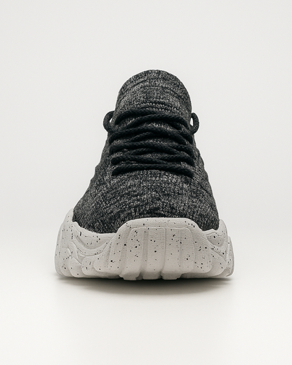 Front view of OrthoEase Luxe Marble orthopedic shoe with white sole