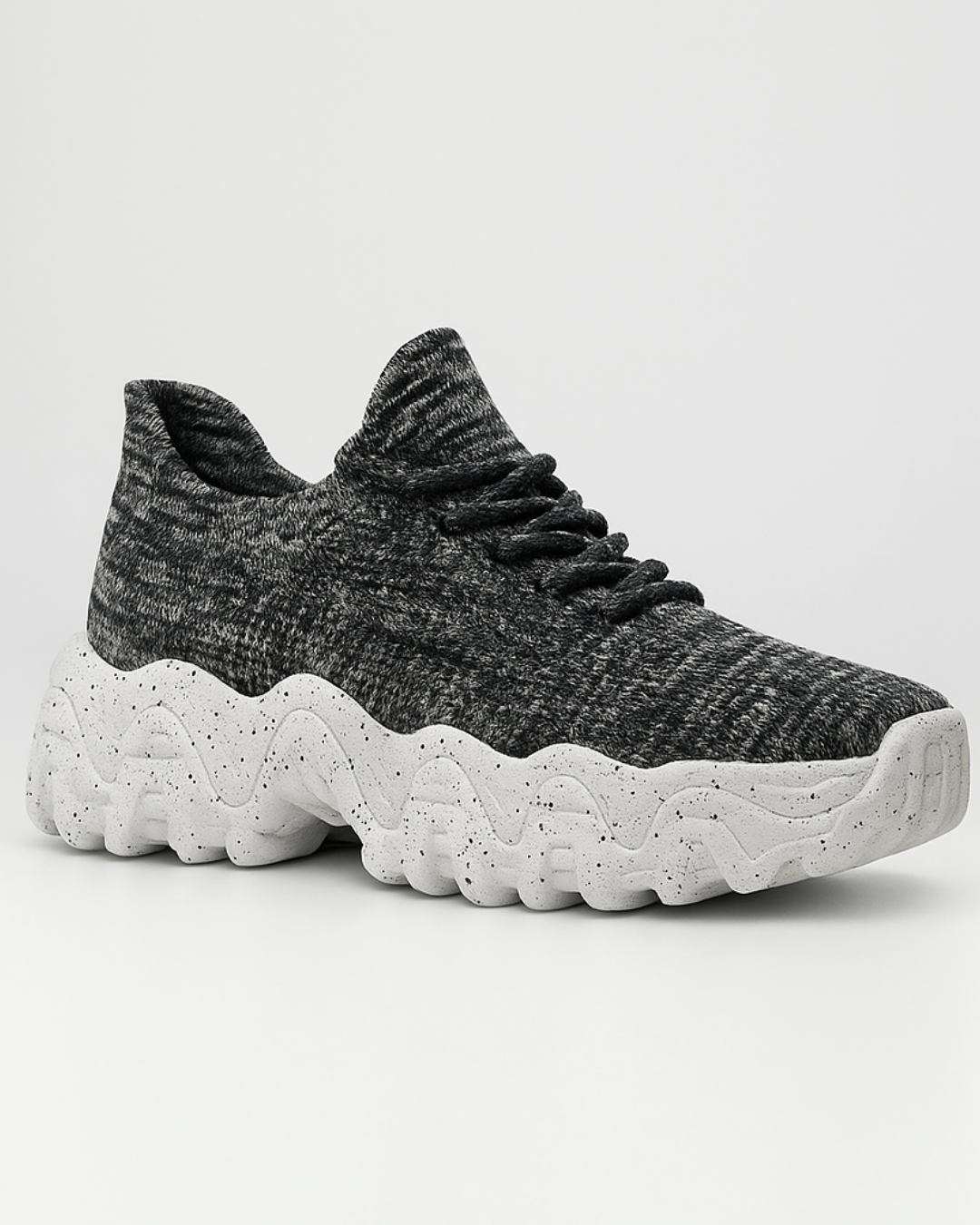 Rear angled view of OrthoEase Luxe Marble sneaker