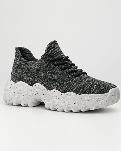 Rear angled view of OrthoEase Luxe Marble sneaker