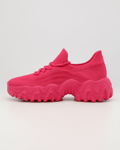Right side view of OrthoEase Luxe Pop Pink orthopedic sneaker