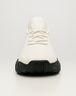 Front view of OrthoEase Luxe Reverse shoes with white knit and black sole