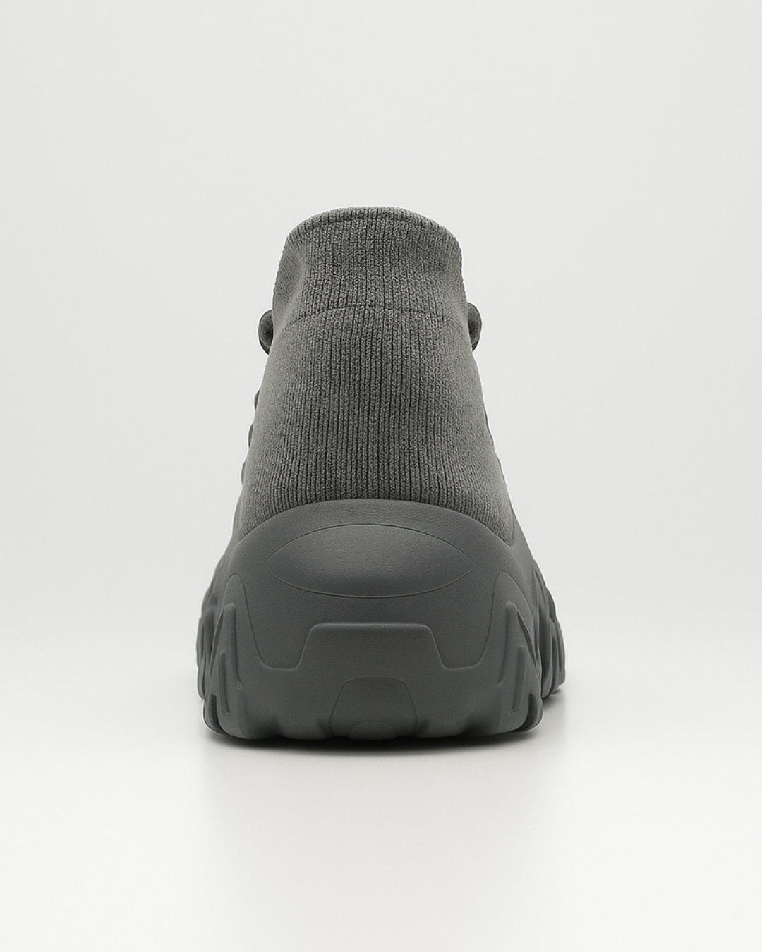 Back heel view of Silver OrthoEase Luxe sneaker