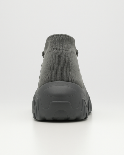 Back heel view of Silver OrthoEase Luxe sneaker