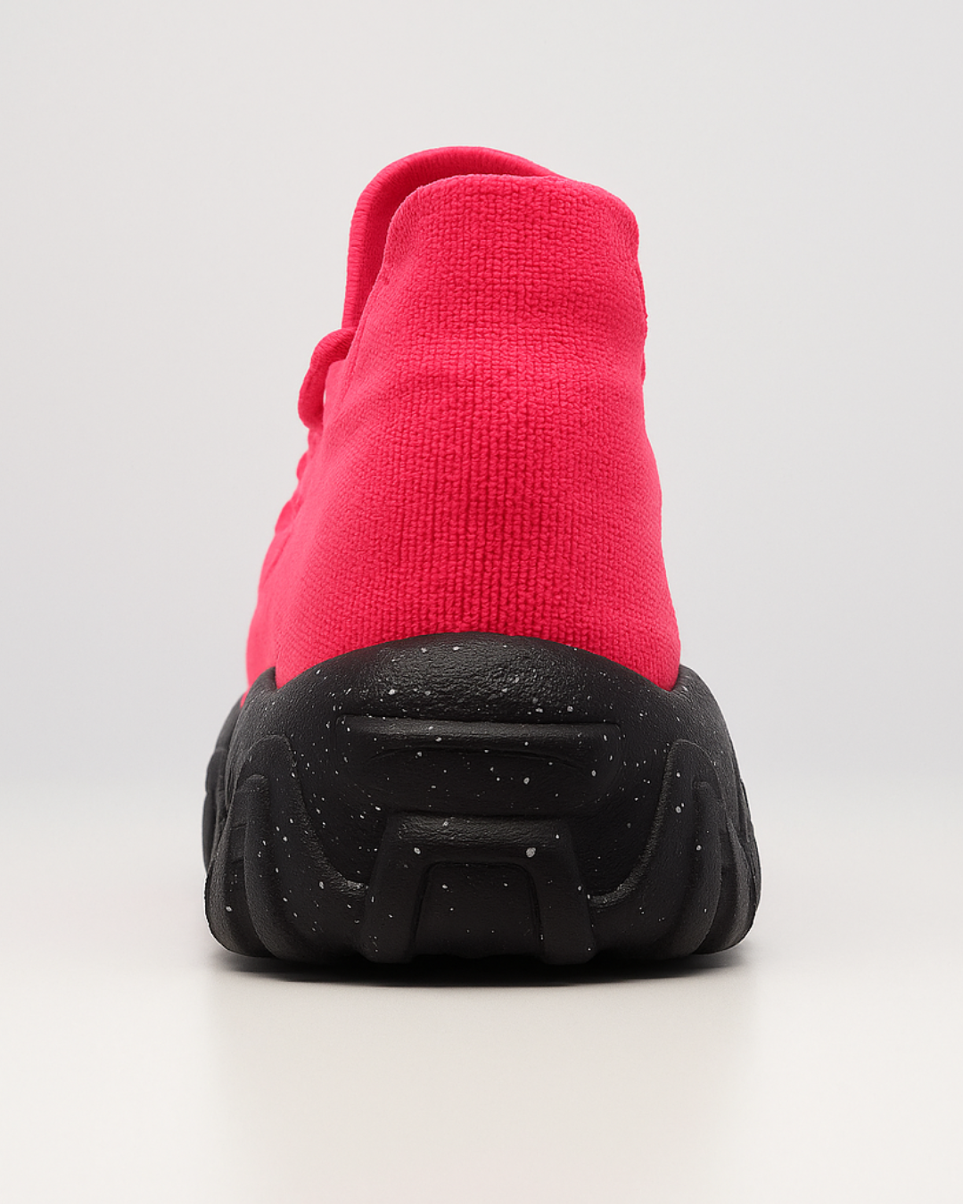 Back heel of Voltage Pink OrthoEase Luxe sneakers with shock-absorbing sole